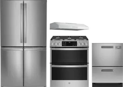 4 Piece Package Includes Refrigerator, Range, Hood And Dishwasher